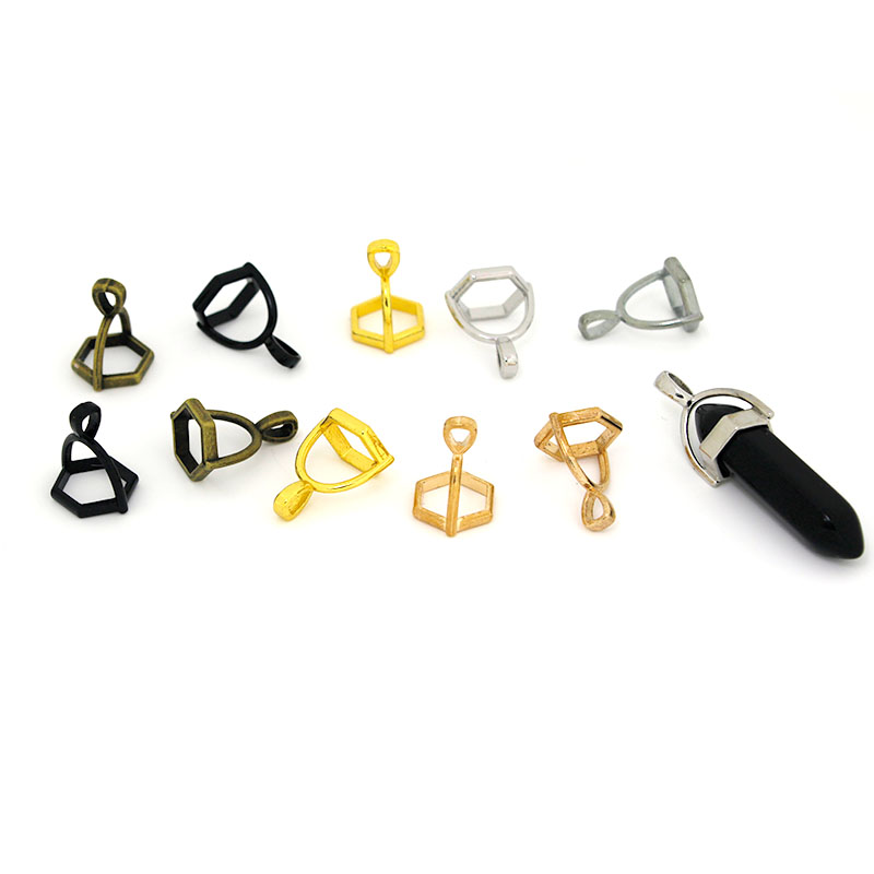 Crystal Pendant Necklace Natural Stone - 20Pcs Hexagonal Gemstone Cap Natural Stone