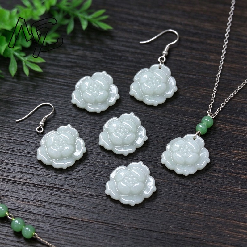 Bracelets - 5Pcs Natural A Grade Jadeite Lotus