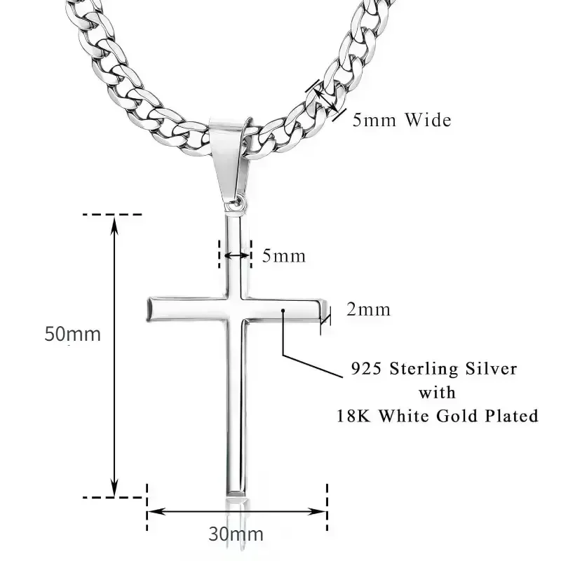 925 Sterling Silver Cross Neck - огляд і ціна 925 Sterling Silver Chain Necklace Men