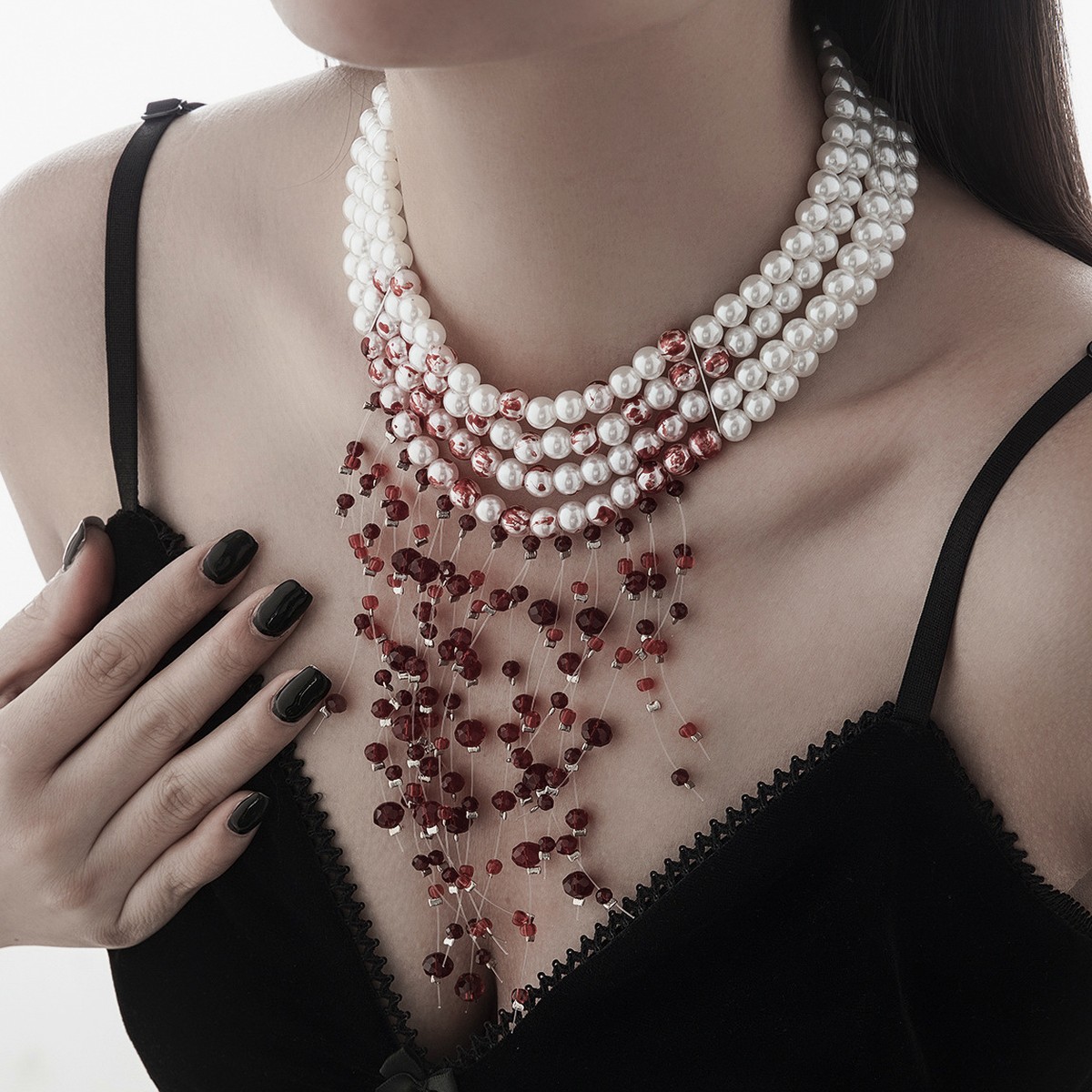 Gothic Dripping Blood Faux Pea - огляд і ціна Pearl Choker Necklace Vintage