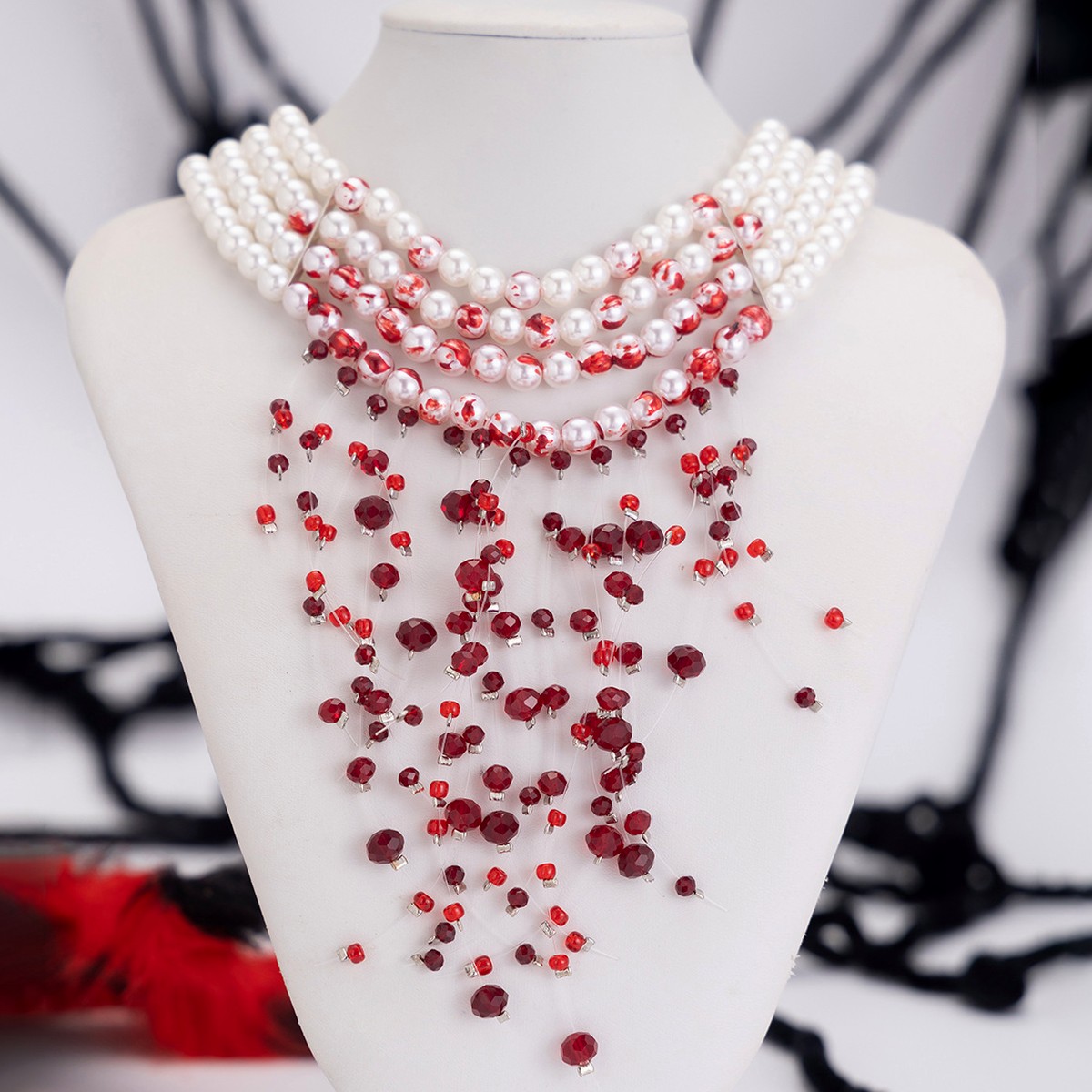 Gothic Dripping Blood Faux Pea - огляд і ціна Pearl Choker Necklace Vintage