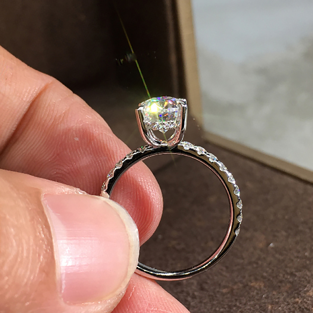 Custom Solid 10K White Gold Wo - огляд і ціна Moissanite Engagement Ring 1 Carat