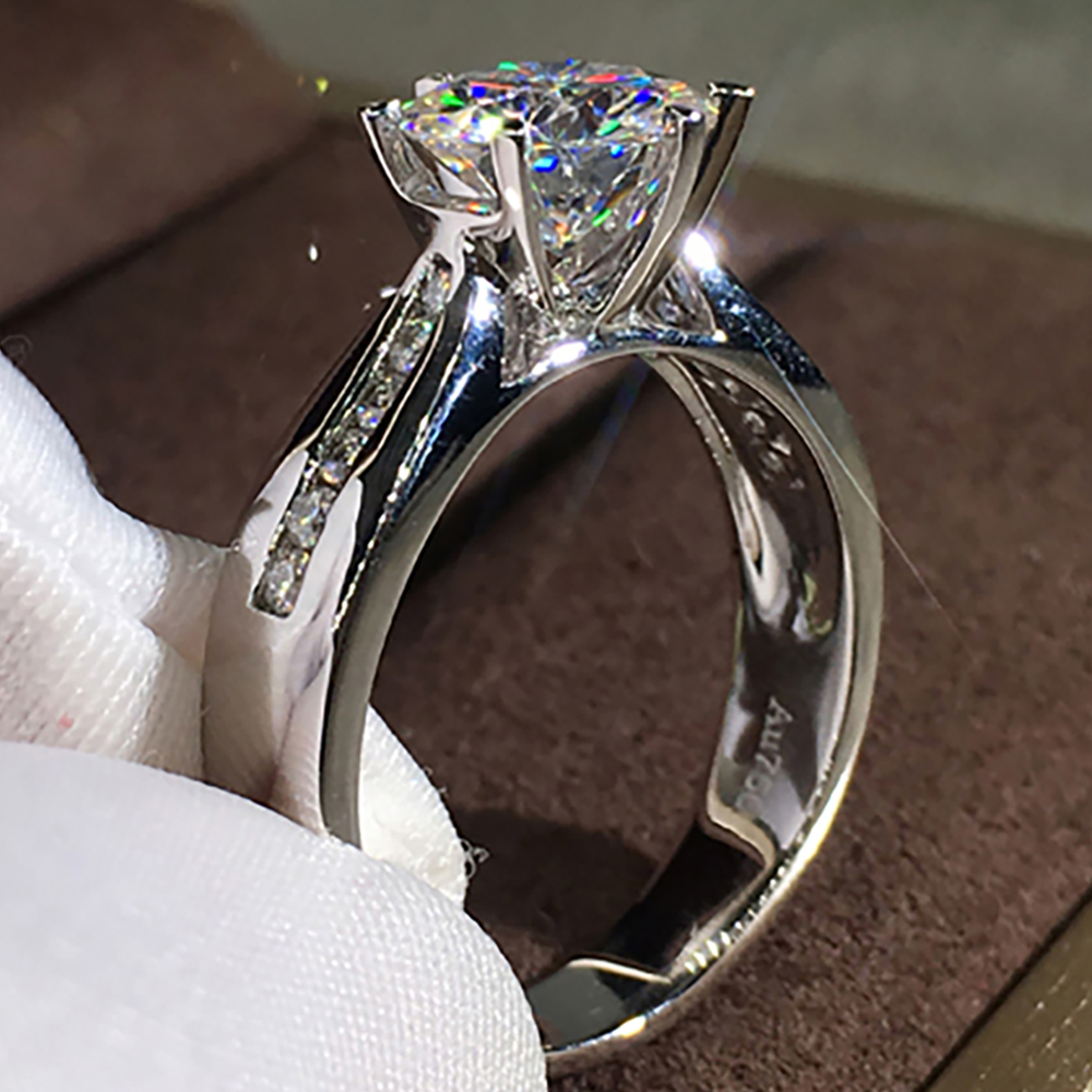 Custom Solid 14K Au585 White G - огляд і ціна Moissanite Engagement Ring 1 Carat
