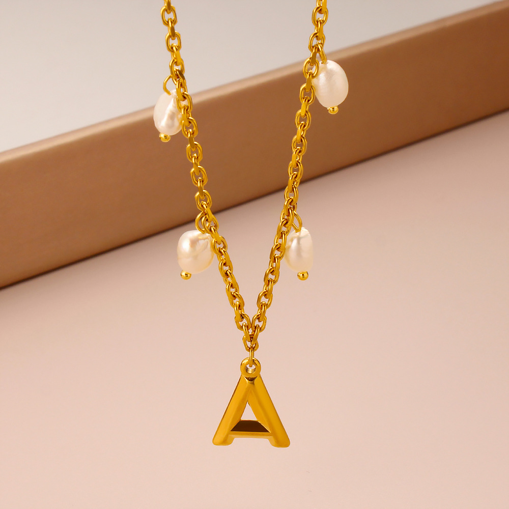 Initial Letter Pearl Pendant N - огляд і ціна Initial Letter Necklace 18K Gold