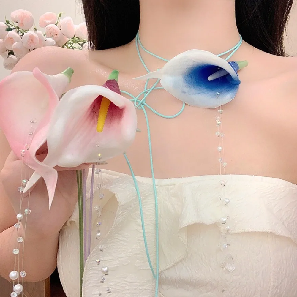Fashion Exaggerated Calla Lily - огляд і ціна Pearl Choker Necklace Vintage