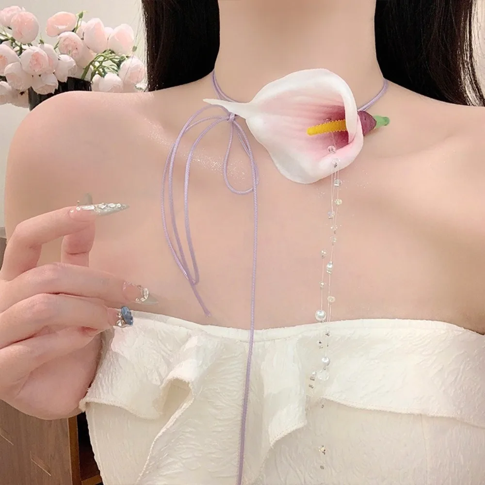 Fashion Exaggerated Calla Lily - огляд і ціна Pearl Choker Necklace Vintage