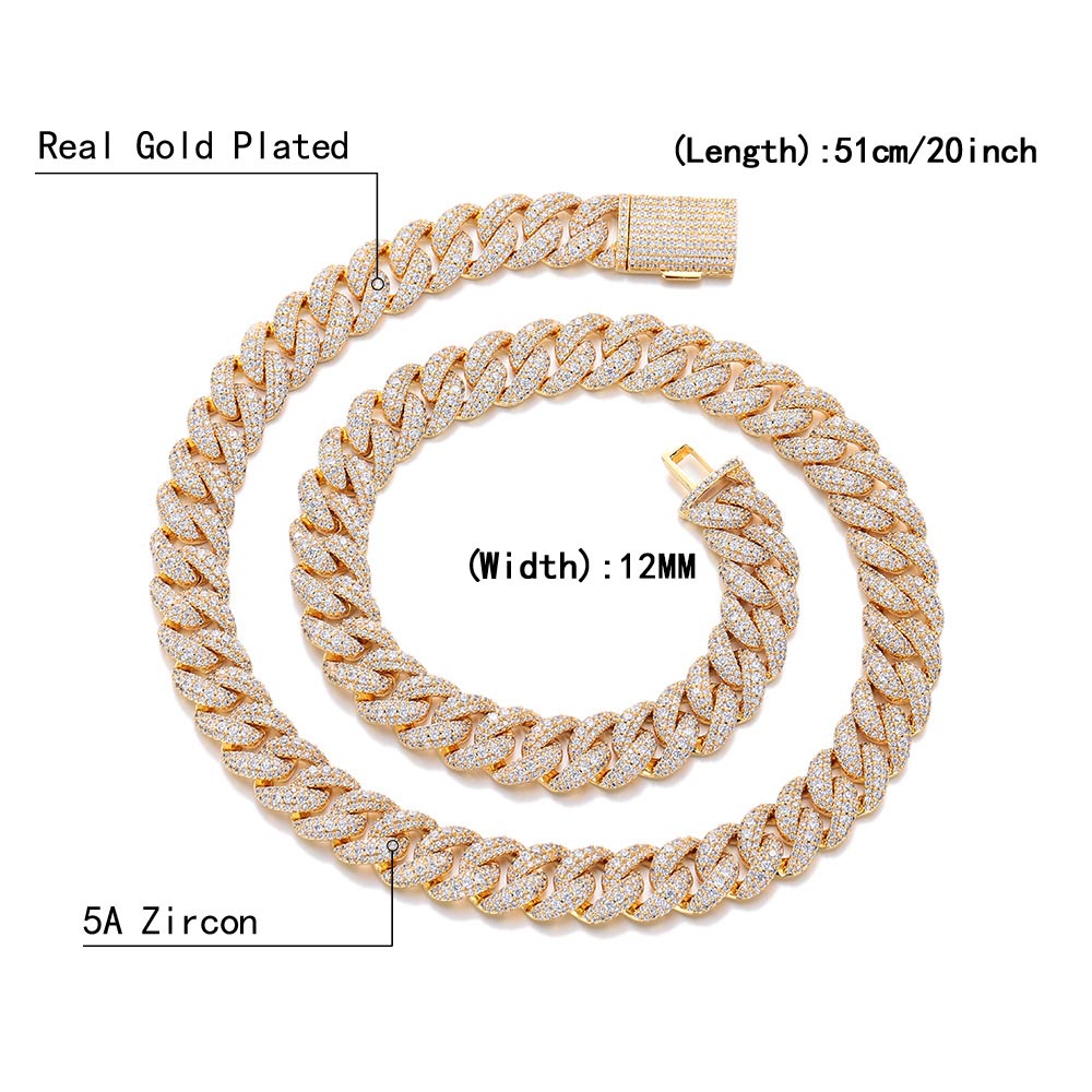 12mm Hip Hop Jewelry Diamond C - огляд і ціна Cuban Link Chain 12Mm