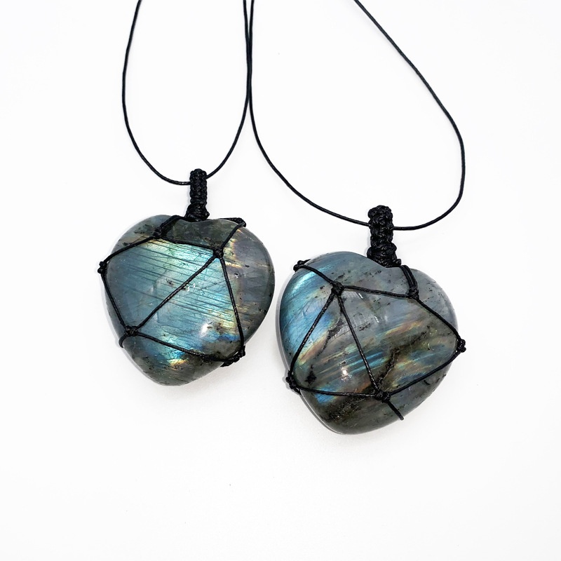 Natural Hand-woven Labradorite - огляд і ціна Crystal Pendant Necklace Natural Stone