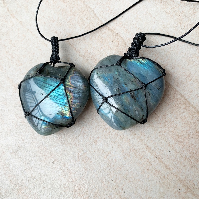 Natural Hand-woven Labradorite - огляд і ціна Crystal Pendant Necklace Natural Stone