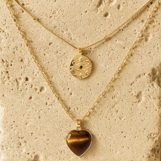 Layered Necklaces Natural Gems - огляд і ціна Layered Pendant Necklace Aesthetic