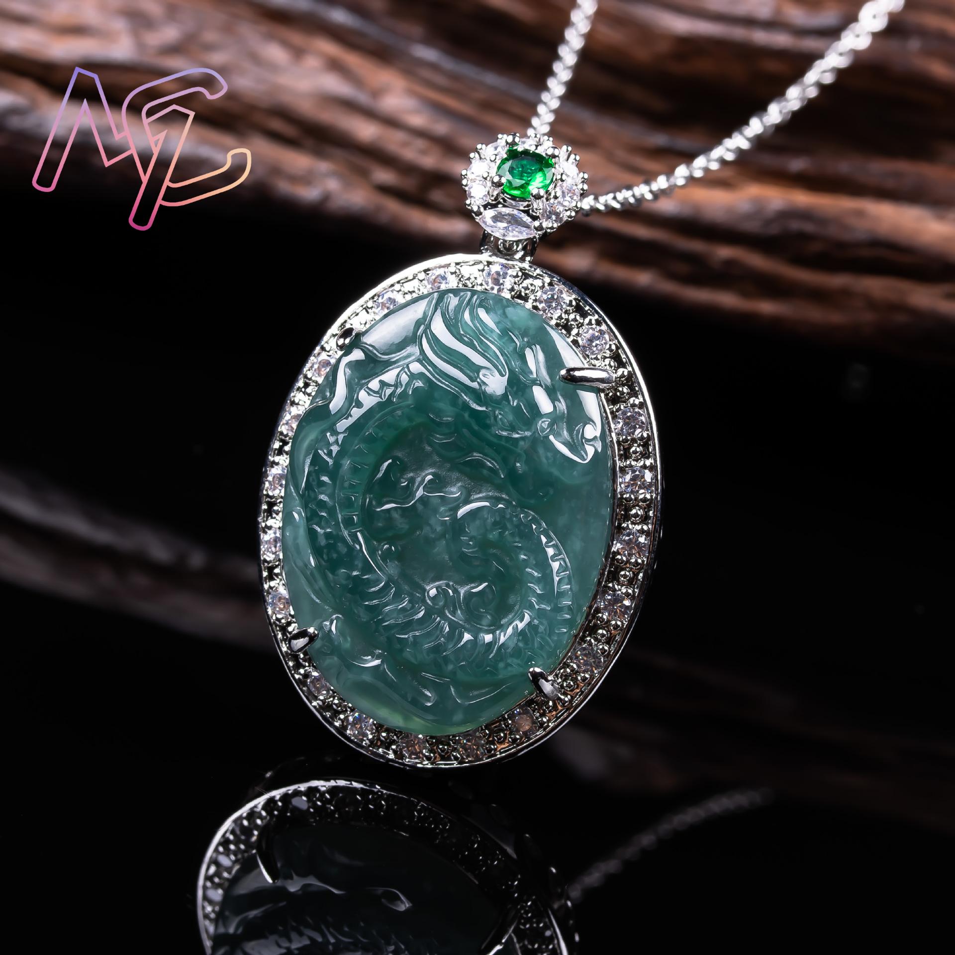 Myanmar Jadeite Dragon Pendant - огляд і ціна 925 Sterling Silver Chain Necklace Men