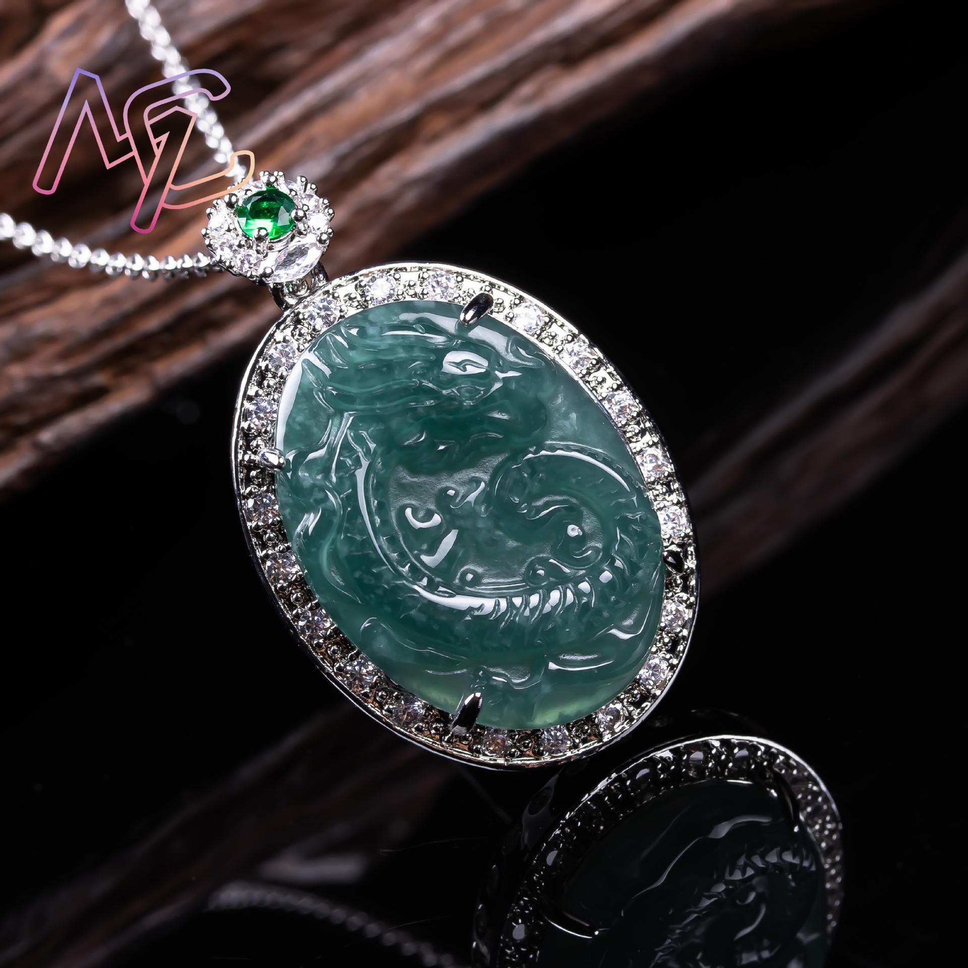 Myanmar Jadeite Dragon Pendant - огляд і ціна 925 Sterling Silver Chain Necklace Men