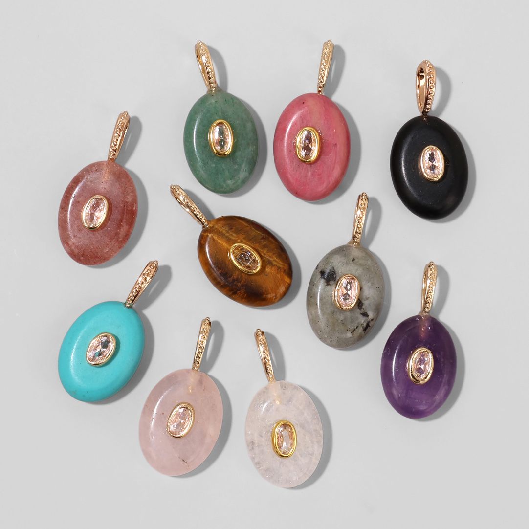 1PC Natural Stone Oval Evil Ey - огляд і ціна Crystal Pendant Necklace Natural Stone