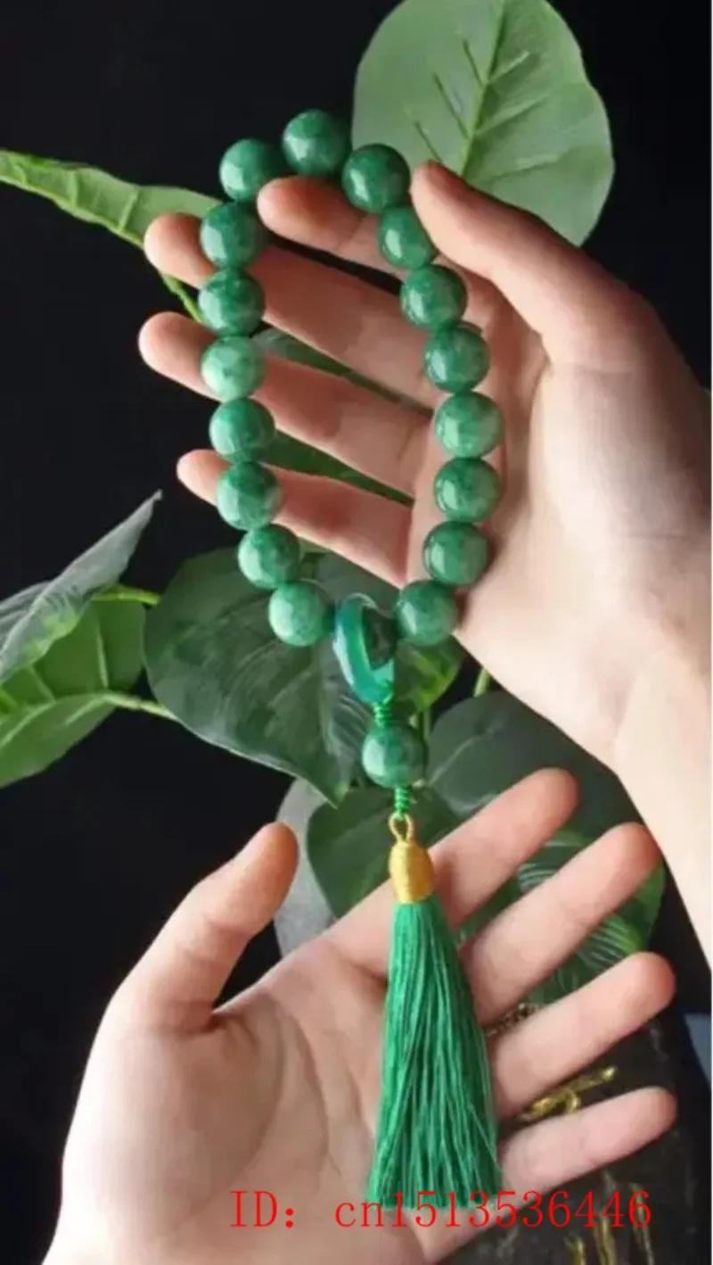 Green Jade Stone 12mm Beads Ta - огляд і ціна Necklaces